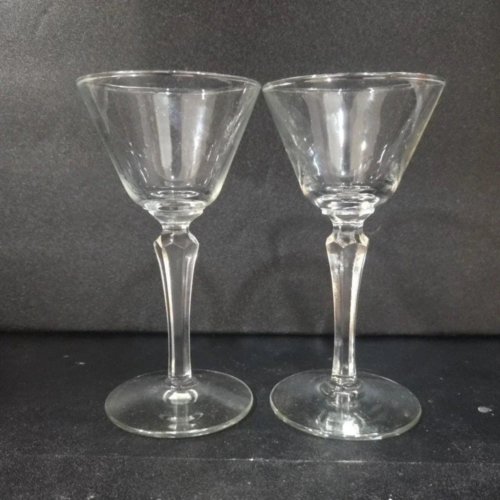 Libbey Faceted Stem Cocktail Glasses,‎ Set of 2, Vintage Replacement Stemware